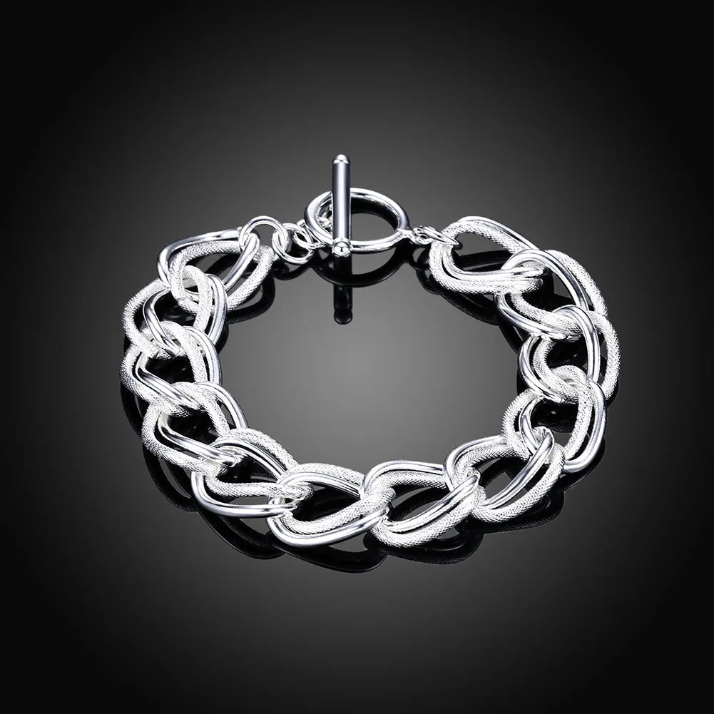 Fine 925 Sterling Silver Noble Nice Chain Solid Bracelet for Women Men Charms Party Gift Wedding Fashion Jewelry Hot Model