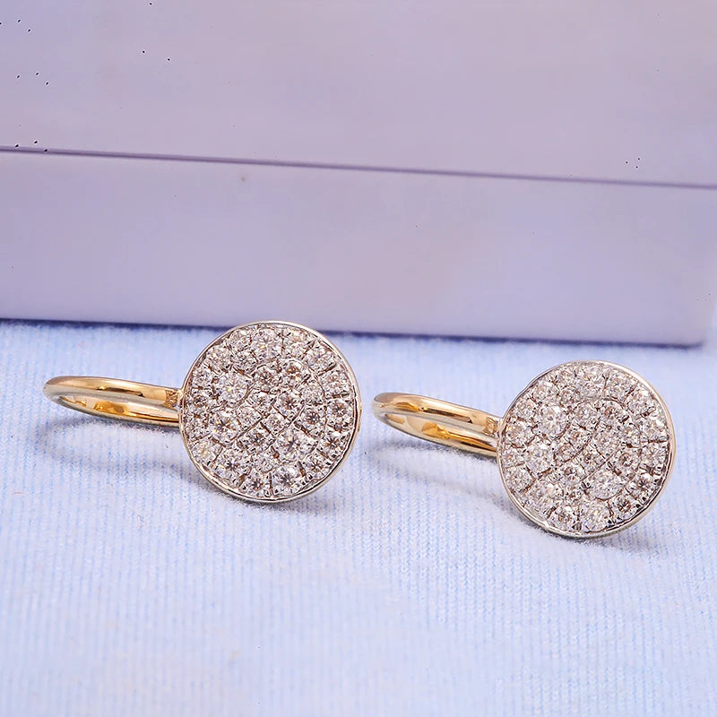 DEF Color VVS1 Round Excellent Cut Super White CVD HPHT Lab Grown Diamond Hoop Earring 0.6ctw 14K Yellow Gold