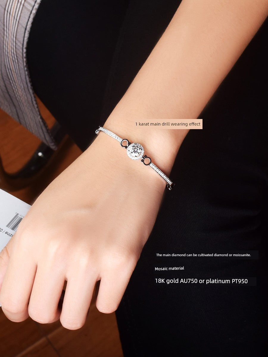 Cultivate Diamond Bracelet 18K Platinum Female Horseshoe 1 Karat Accessible Luxury Noble Diamond Bracelet Platinum Pt950 Points