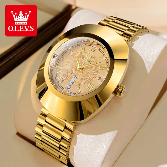 OLEVS Top Luxury Brand Lady Watch Elegant Fashion Gold Stainless Steel Women's Watches Calendar Waterproof Quartz Wristwatch