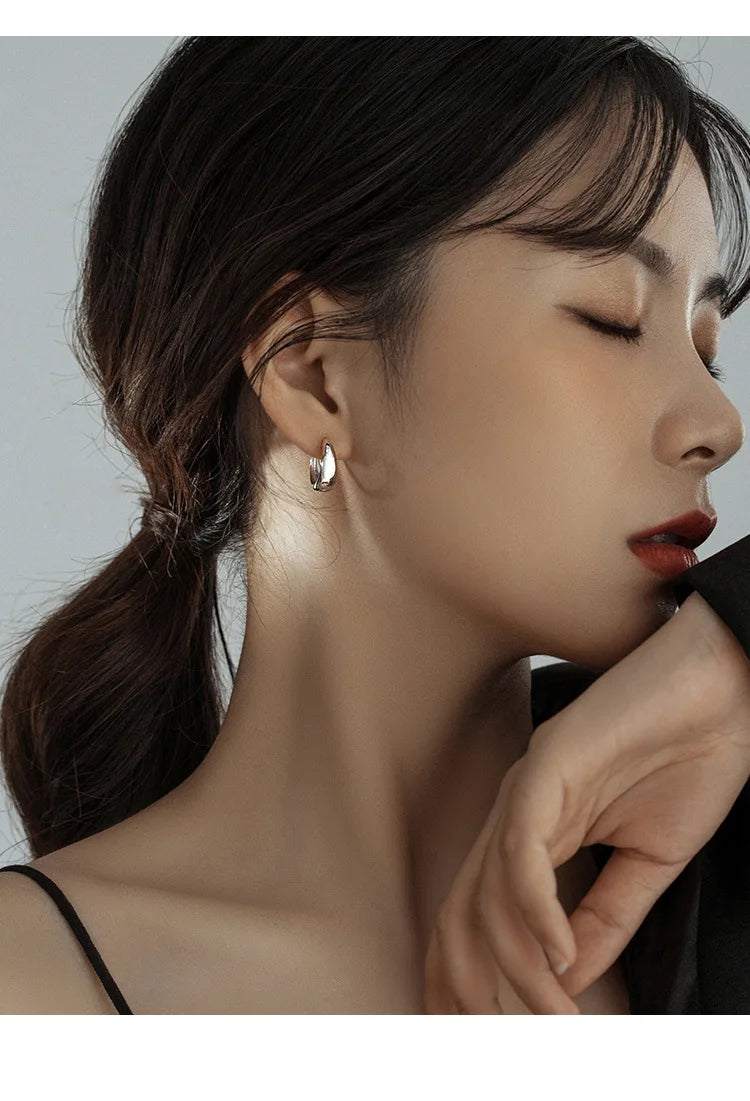 925 Sterling Silver Hot Sale Korean geometric hoop Earrings Simple Temperament Exquisite Hot Semale Sexy Jewelry Gift