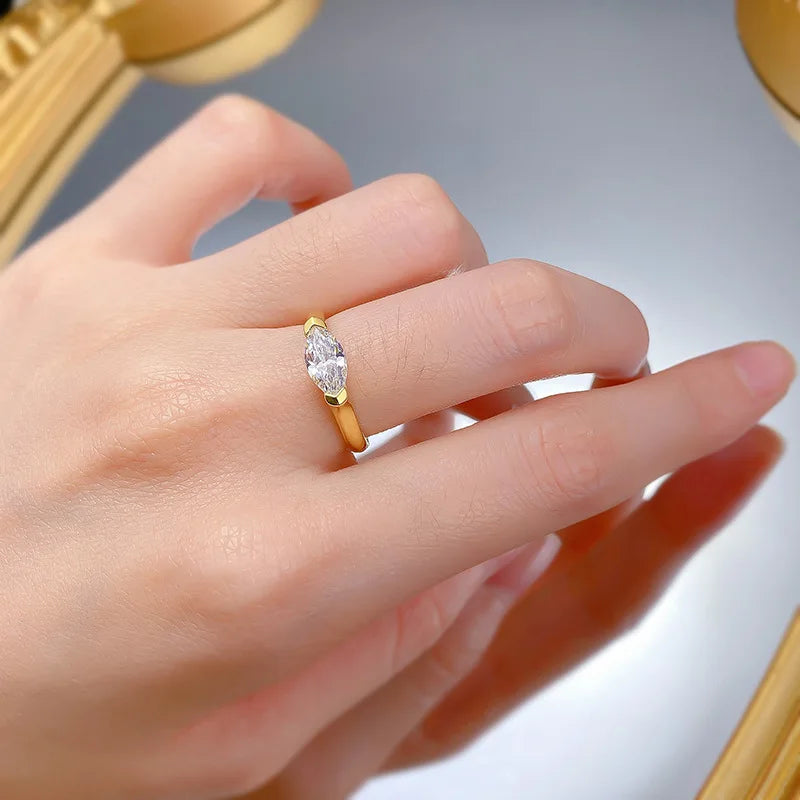 14K Gold Marquise Moissanite Diamond Ring 100% Real 925 Sterling Silver Party Wedding Band Rings for Women Engagement Jewelry