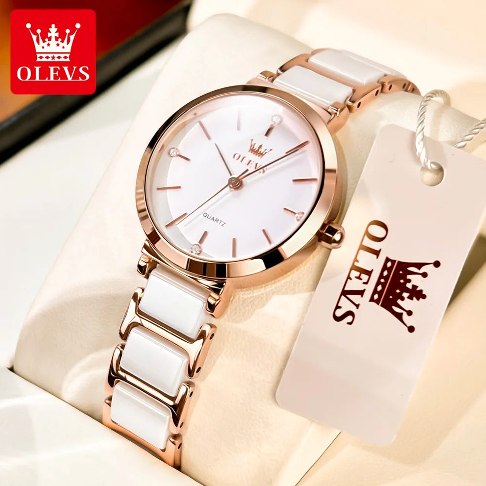 OLEVS Creative Fashion Women Watches Rose Gold Ladies Bracelet Watches Reloj Mujer Waterproof Quartz Watches Women Black