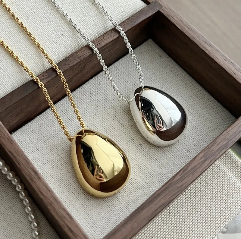 Bilandi Fashion Jewelry Simple Delicate Design Smooth Metal Teardrop Pendant Necklace For Women Female Party Gift Dropshipping