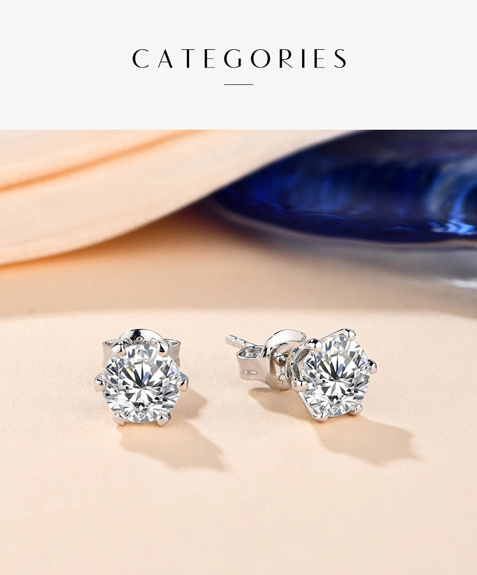 New Arrival 3.0 Carat Moissanite Gemstone Stud Earrings for Women Solid 925 Sterling Silver D color Solitaire Fine Jewelry