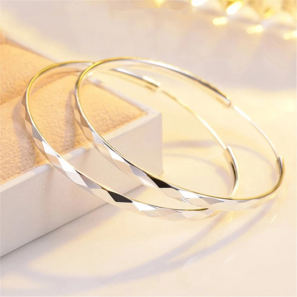 Fine 925 Sterling Silver Luxury 5CM Big Circle Hoop Earrings for Women Charms Original Designer Party Wedding Jewelry Gifts