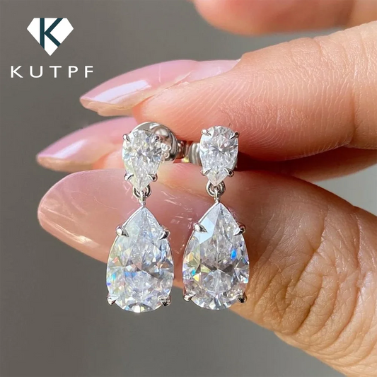 7 Carat Luxury Pear Cut Full Moissnite Drop Earrings for Women S925 Silver Water Drop Diamond Earring with GRA Certificates