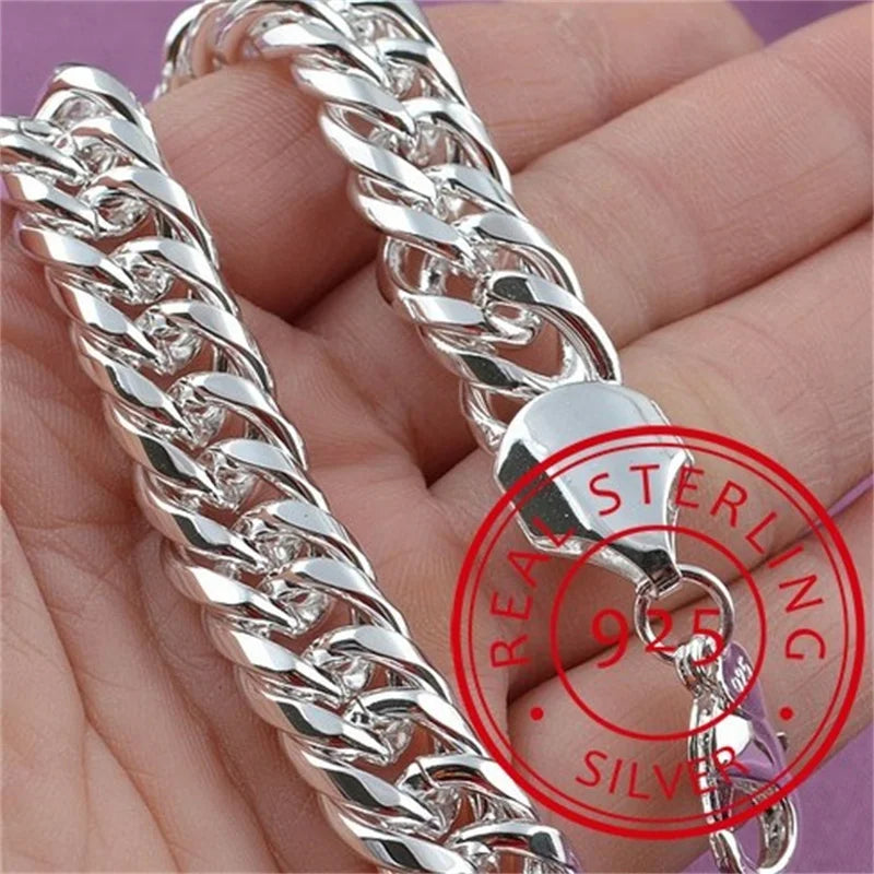 Fine 925 Sterling Silver Noble Nice Chain Solid Bracelet for Women Men Charms Party Gift Wedding Fashion Jewelry Hot Model