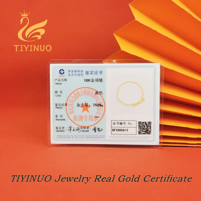 TIYINUO Real 18K Gold Women's Necklace AU750 With Pendant Rope Chain Festival Great Gift New Fashion Simple Style Fine Jewelry