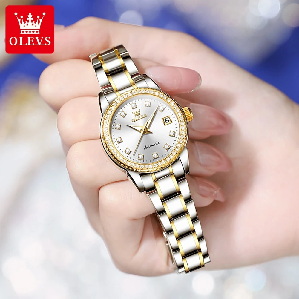 OLEVS 7003 Mechanical Automatic Women's Watches Waterproof Luminous Calendar Ladies Wristwatch Luxury Watch For Women 2023