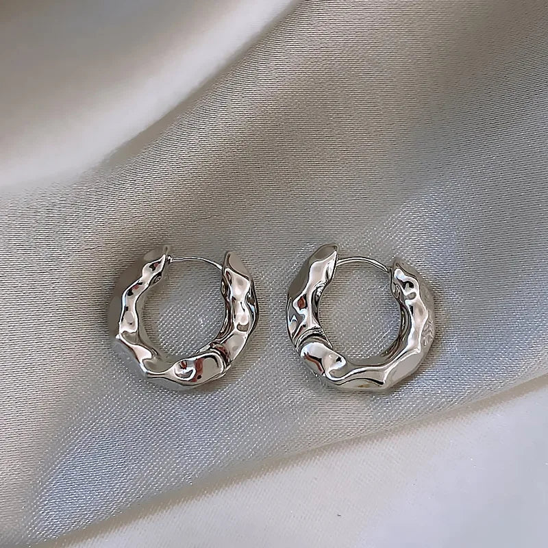 New Hot Sell Trendy 925 Sterling Silver Circle Earrings for Women Real Silver Ear Hoop Earrings