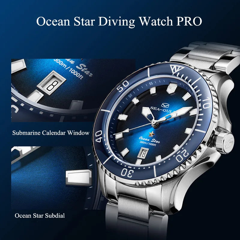 2023 New Seagull Ocean Star Wristwatch relogio masculino Men's Automatic Mechanical Watch 300m Diving Sapphire Crystal 1213