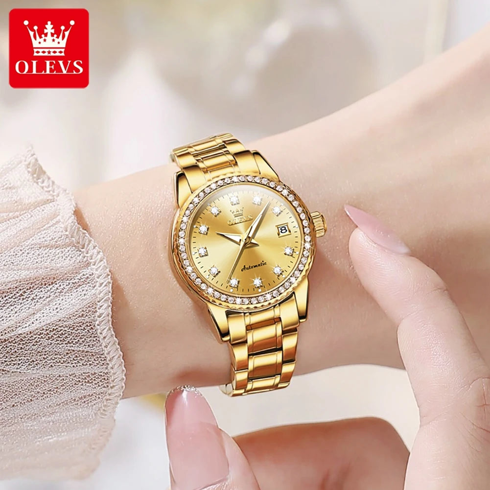 OLEVS 7003 Mechanical Automatic Women's Watches Waterproof Luminous Calendar Ladies Wristwatch Luxury Watch For Women 2023